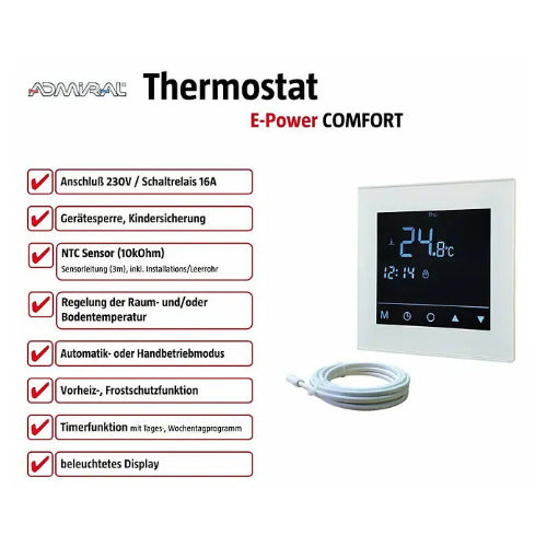 Admiral Thermostat Comfort für Elektro Fußbodenheizung E-Power