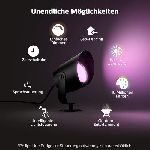 Philips Hue White&Color Ambiance Lily XL Outdoor LED-Spotlight Schwarz 15W