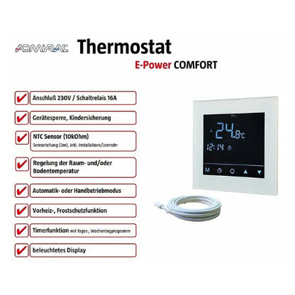 Admiral Thermostat Comfort für Elektro Fußbodenheizung E-Power